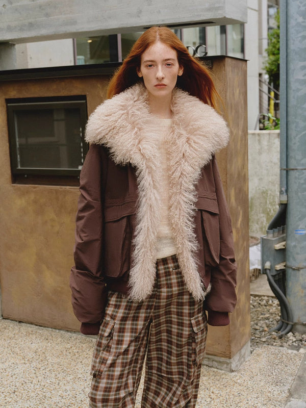 Winter Is Coming  Fashionable Warm and Waterproof Detachable Silhouette Beach Wool Collar Short Down Parka