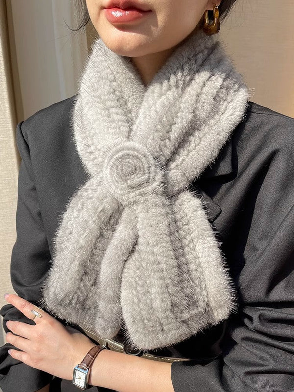 Mink Fur Flower Fur Scarf Women's Winter Double-Sided Woven Fur Neck Scarf