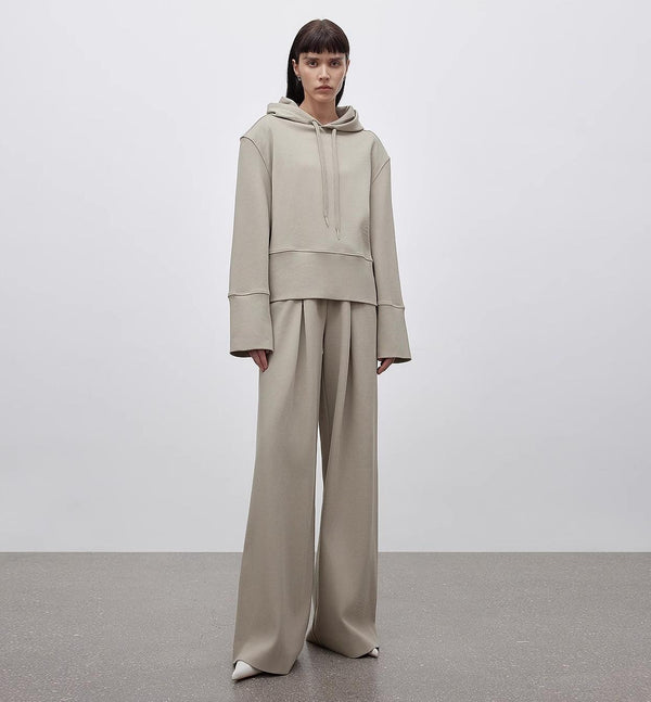 "Time Travel" Short Hooded Sweatshirt for Women, Sports Style Set, Autumn and Winter Casual Sweatpants With Straight-Leg