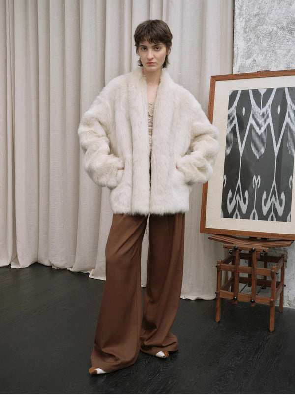"Winter Love Island"Tuscan Fur One-Piece Coat Women's Long Hanging Collar