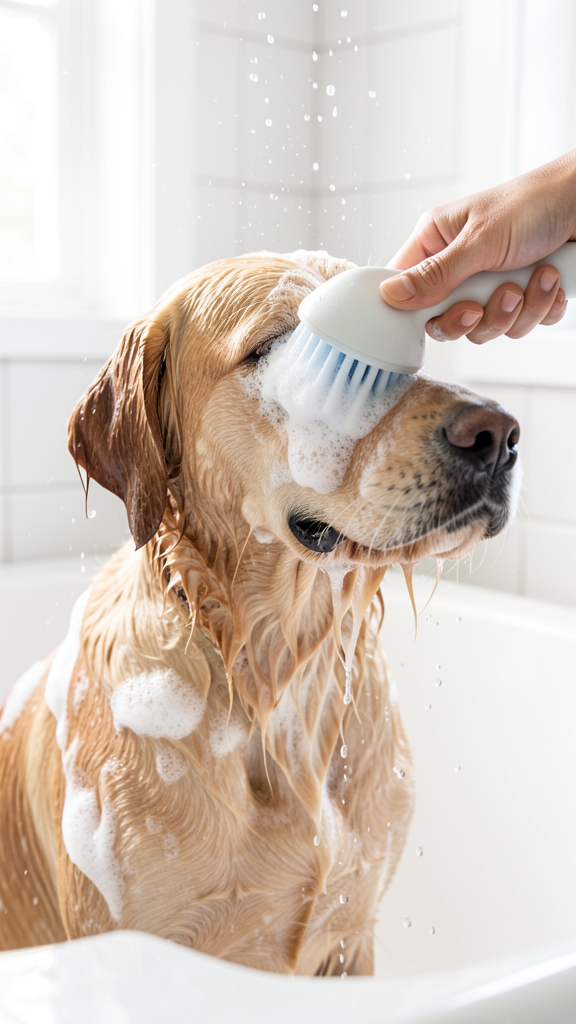 2-in-1 Silicone Pet Bath Brush with Shampoo Dispenser