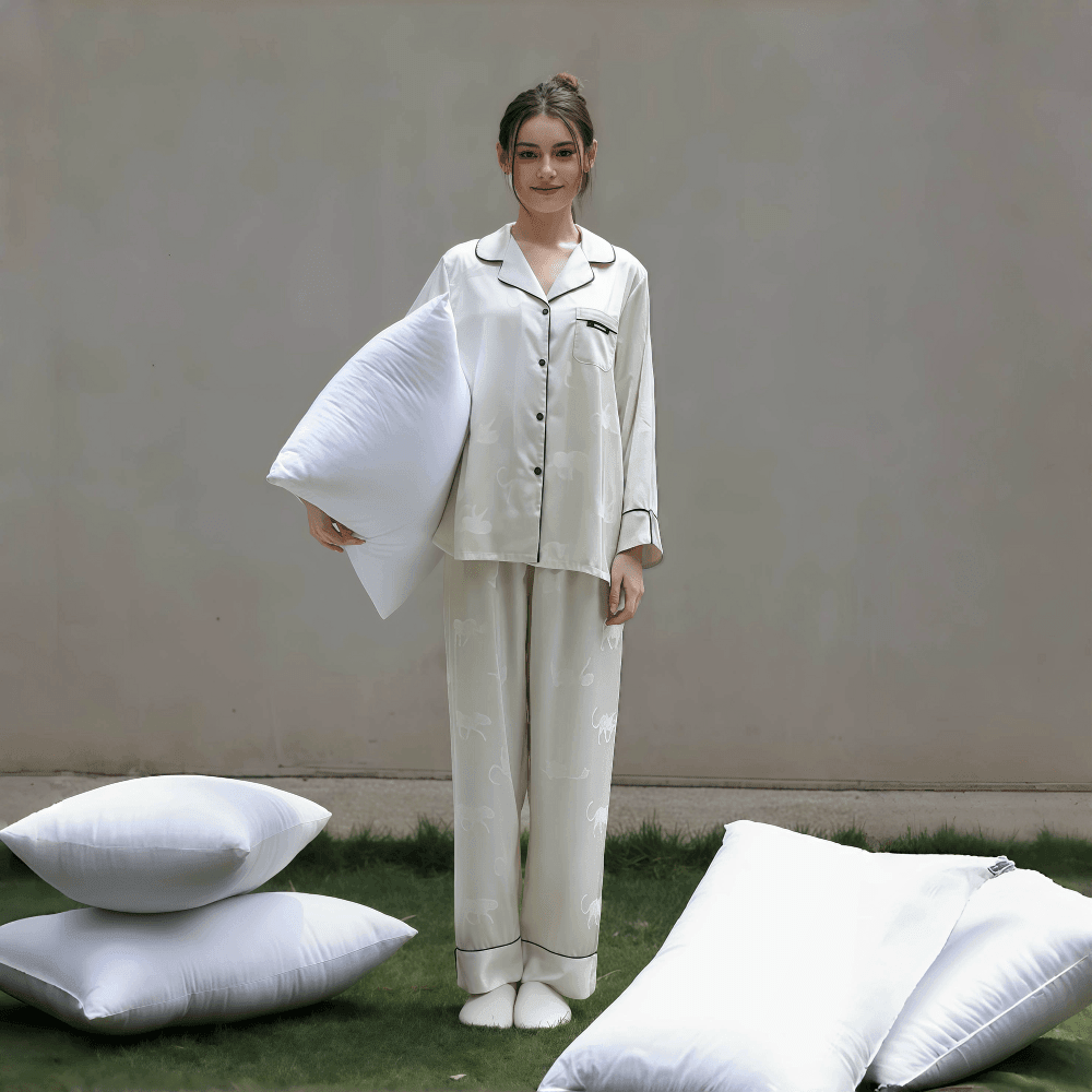Autumn and Winter Simple Solid Color Pajamas for Women - VINEEMAN