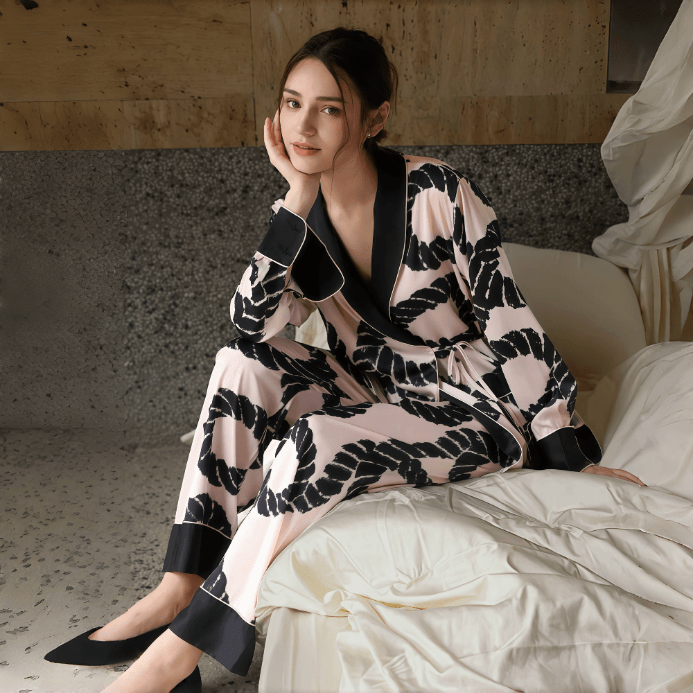 Long - sleeved pink nightgown pajamas for women - VINEEMAN