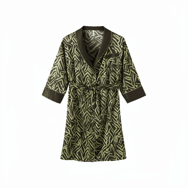 Nightgown medium and long black and green home pajamas for women - VINEEMAN