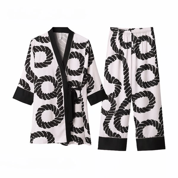 Pink printed long pajamas for women - VINEEMAN