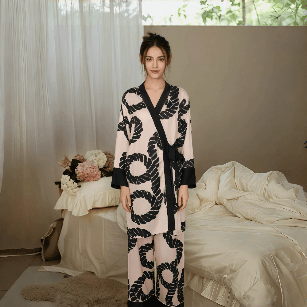 Pink printed long pajamas for women - VINEEMAN