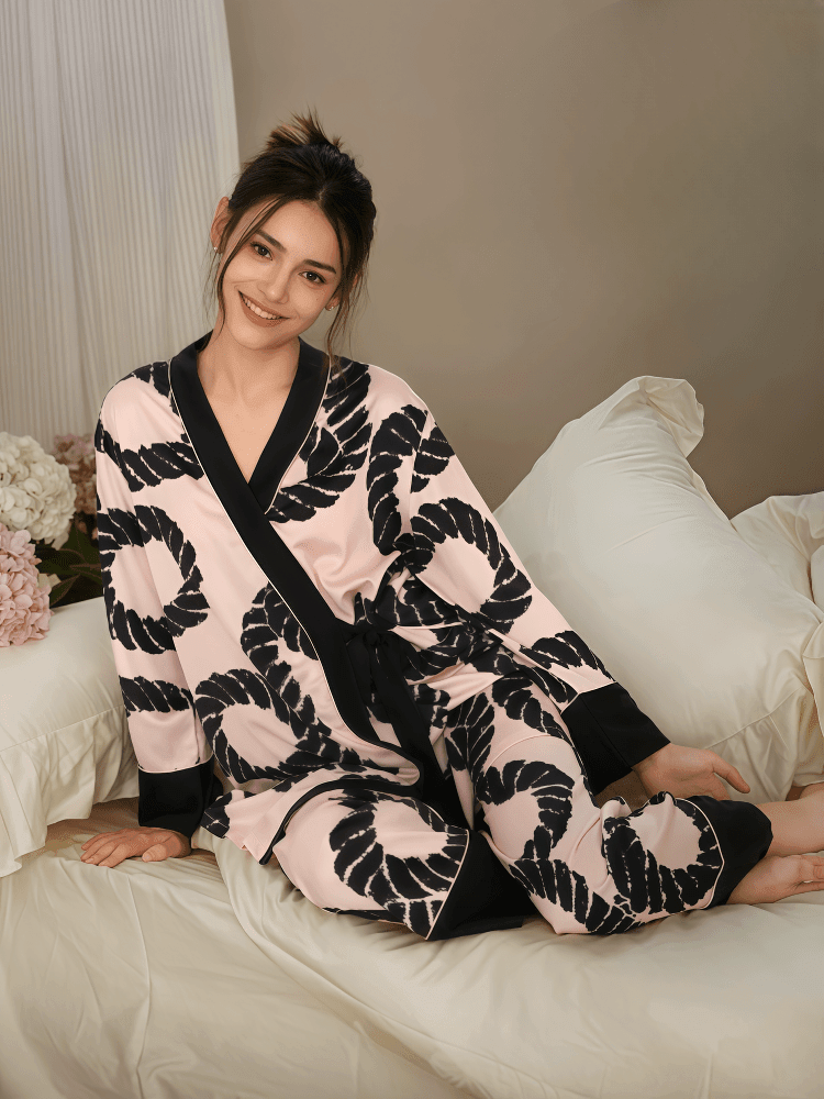 Pink printed long pajamas for women - VINEEMAN