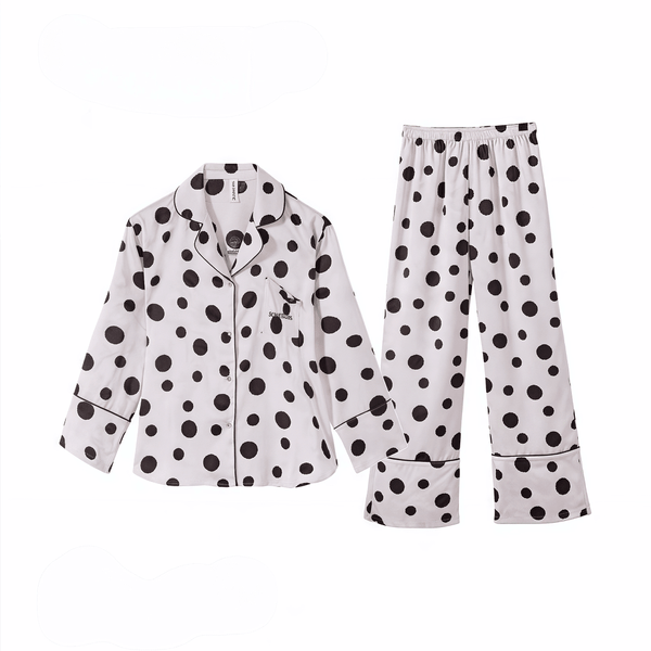 Polka dot purple soft ice silk pajamas for women - VINEEMAN