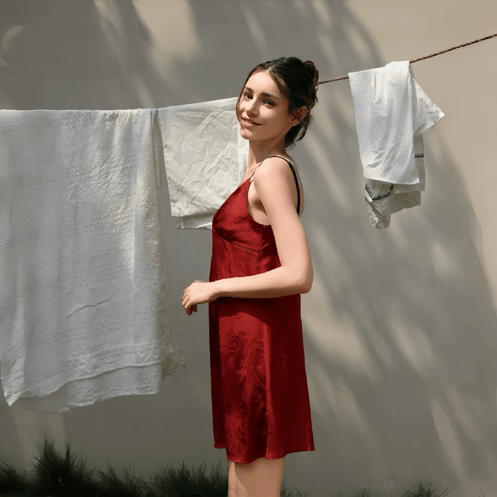 Sexy suspender backless ice silk homewear - VINEEMAN