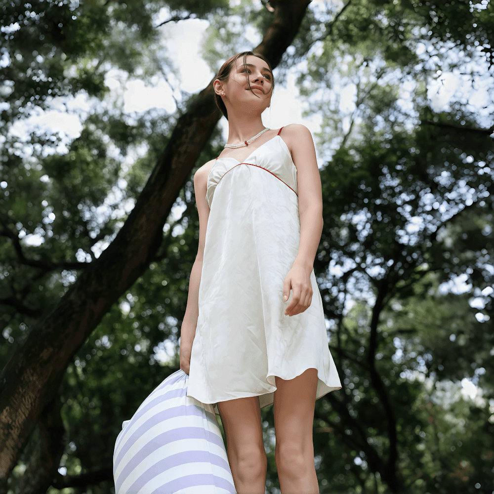Sexy suspender backless ice silk homewear - VINEEMAN