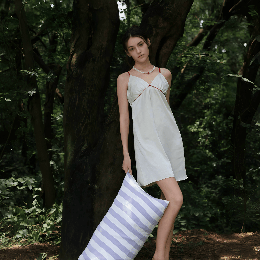 Sexy suspender backless ice silk homewear - VINEEMAN