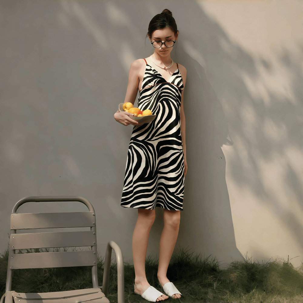 Suspender pajamas sexy zebra pattern - VINEEMAN